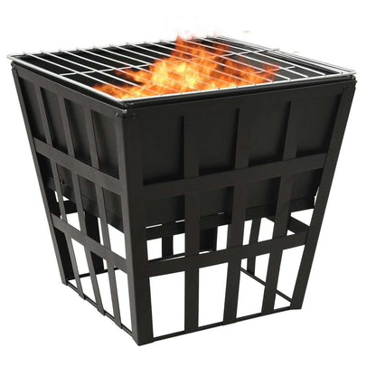 34" Steel Fire Pit with Cooking Grid & Charcoal Grill (34" x 34" x 18.9"), Black