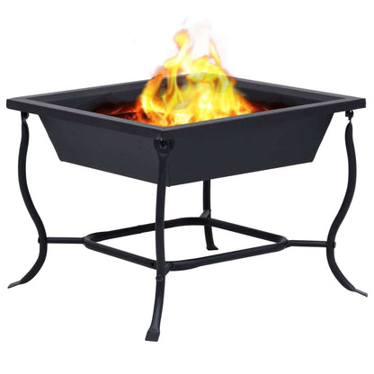 16.5" Steel Fire Pit with Handle Bar (16.5" x 16.5" x 17.7"), Black