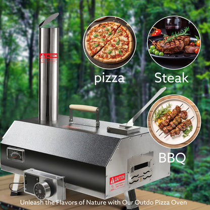 Hardwood Pellet, Wood Fired Outdoor Pizza Oven, Portable (24.4" x 15" x 28")