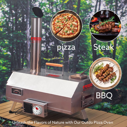 Steel Outdoor Pizza Oven, Rotatable, Portable, (24.4" x 15" x 28")