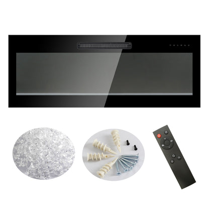 36" Recessed Ultra Thin Wall Mounted Electric Fireplace with Remote, Multi-Color Flame & Ember bed, LED Light Heater