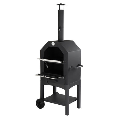 Portable Wood Fired Outdoor Pizza Oven with Stone and Cover (26" x 22.4" x 62.2")