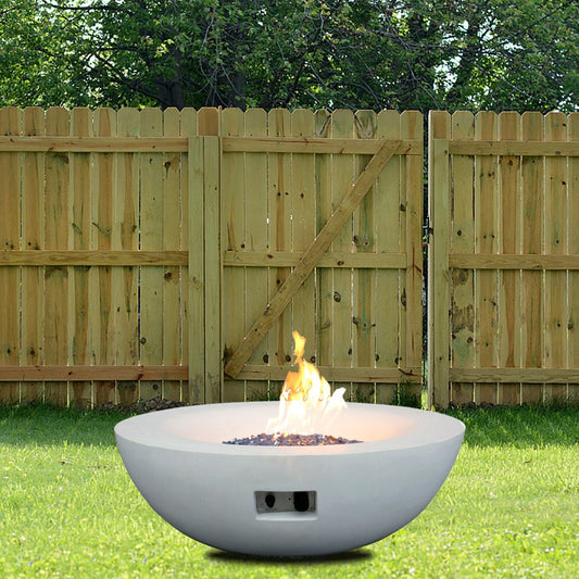 42" Antique White Concrete Fire Pit Bowl with Propane Gas (42" x 13.80")