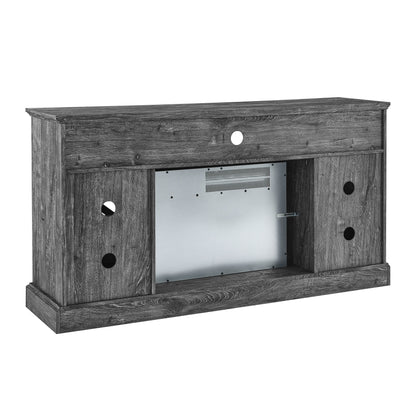 60" Electric Fireplace Entertainment Center With Door Sensor-Dark Rustic Oak